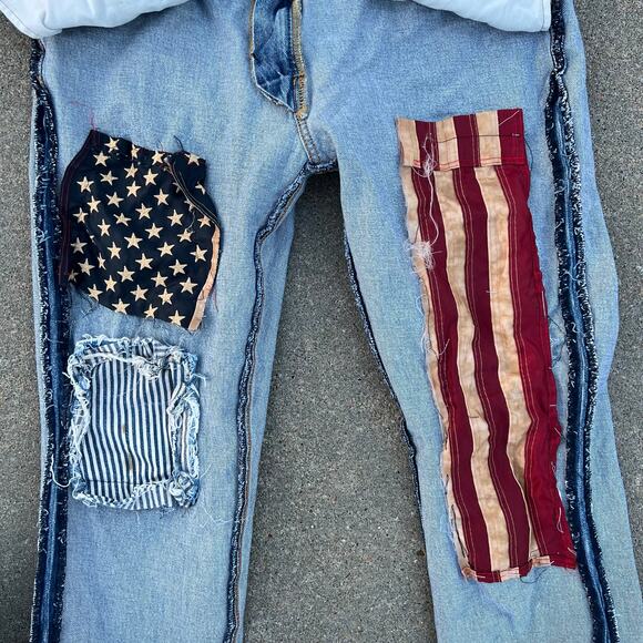 Levi's 511 Slim Fit Premium Jeans American Flag Patch Distressed Peekaboo 36x34 - Picture 13 of 13